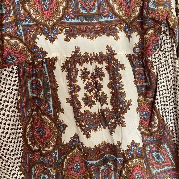 Umgee‎ Boho Houndstooth And Paisley Lace Tunic Top - Picture 7 of 8